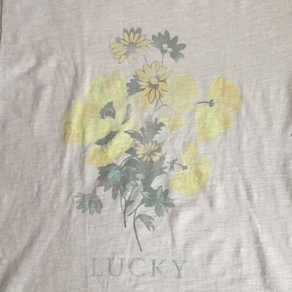 LUCKY BRAND NWT WOMENS T SHIRT OVERSIZED SMALL LIGHT YELLOW FLORAL PRINT - Picture 3 of 6